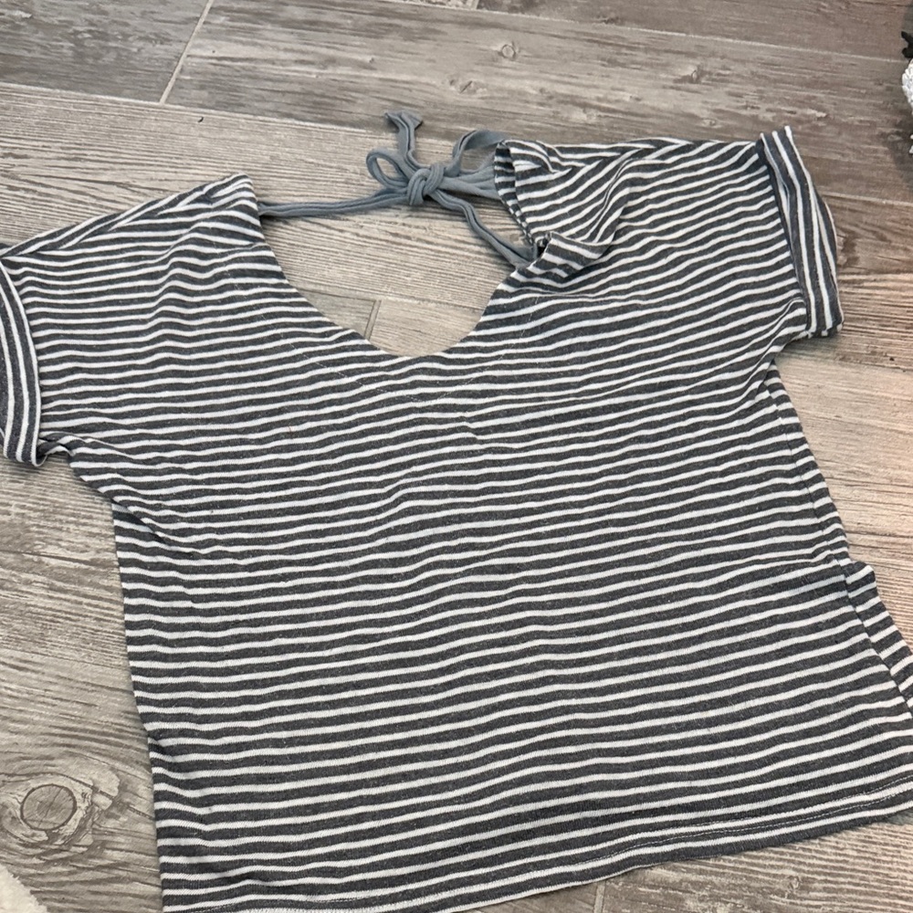 Chic Striped Gray Women's Blouse